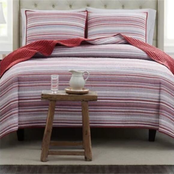 MODERN SOUTHERN HOME NWT KING BRIDGETOWN STRIPE MINI QUILT SET - Picture 3 of 6